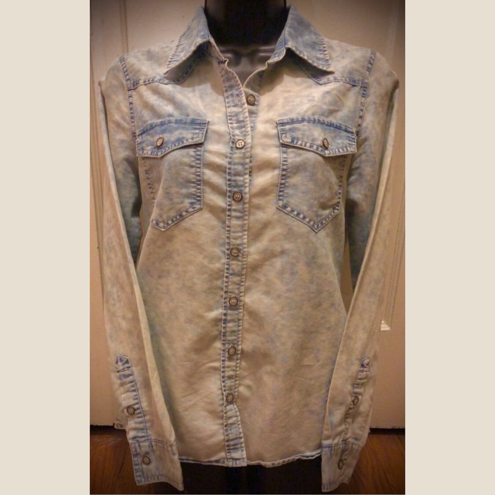 Acid wash denim button down’s